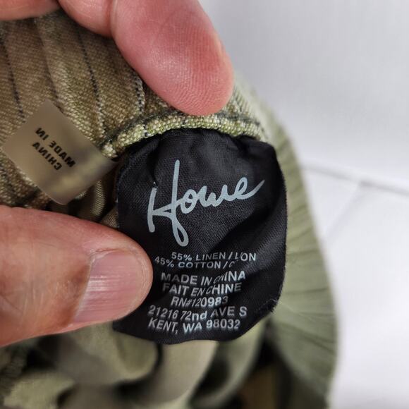 Howe Pull On Linen Blend‎ Striped Shorts Green Men's Size 36 - Picture 8 of 9